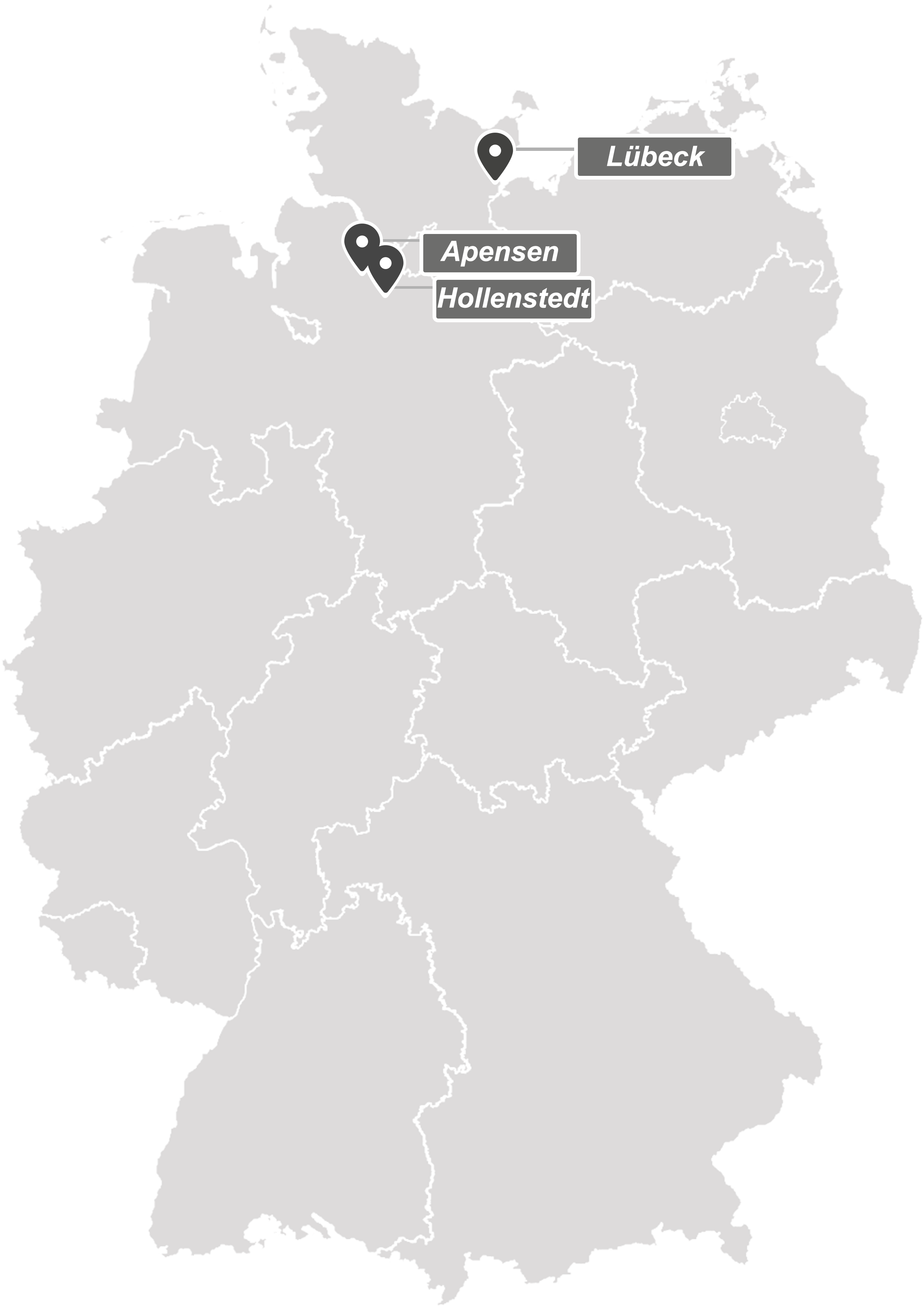 Karte mit Standorte der TP Holding GmbH